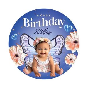 Personalized HBD Round Backdrop Banner